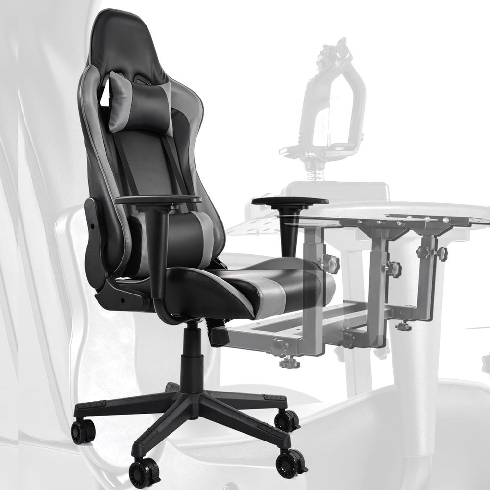 Gaming Chair - เก้าอี้เกมมิ่งพนักพิงสูงปรับเอนได้ พร้อมที่รองรับเอว ล้อเลื่อน และไฟหมุนได้