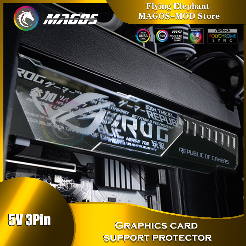 Pc Gaming Lian Li - ตัวยึดจีพียูกระจกสีเงิน argbg MSI arous AMD NVIDIA