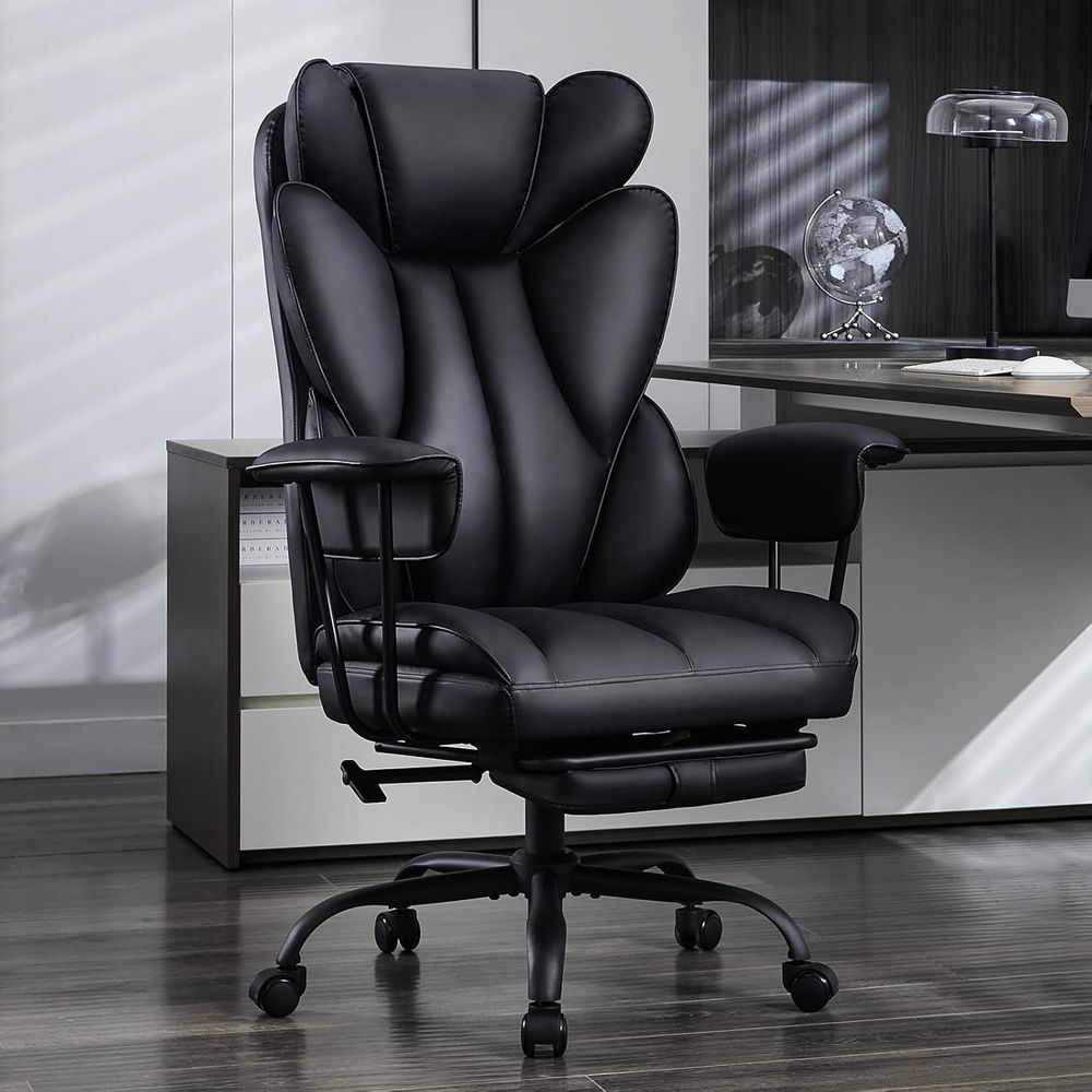 Gaming Chair - เก้าอี้สำนักงานขนาดใหญ่พิเศษ - แบบกว้าง ออกแบบตามหลักสรีรศาสตร์ พร้อมที่พักเท้า พนักพิงสูง