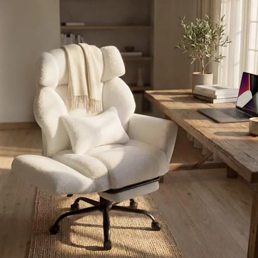 Gaming Chair - เก้าอี้สำนักงานพร้อมที่พักแขนแบบพับได้ เก้าอี้เกมมิ่งคอมพิวเตอร์เพื่อสุขภาพสำหรับคนตัวใหญ่และสูง พร้อมที่พักเท้า เบาะนั่งกว้างพิเศษและหมอนรองเอว