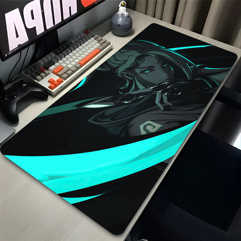 Pc Gaming Valorant - แผ่นรองเมาส์เกม Valorant Jett XXL อุปกรณ์เสริมสำหรับเล่นเกมสำนักงาน แผ่นรองคีย์บอร์ดสำหรับเกมเมอร์
