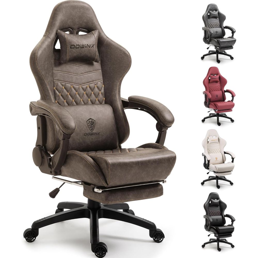 Gaming Chair - เก้าอี้เล่นเกมสไตล์วินเทจขนาดใหญ่พิเศษสำหรับผู้ใหญ่ รองรับน้ำหนักได้ 400 ปอนด์ เก้าอี้คอมพิวเตอร์เพื่อสุขภาพแบบ Ergonomic