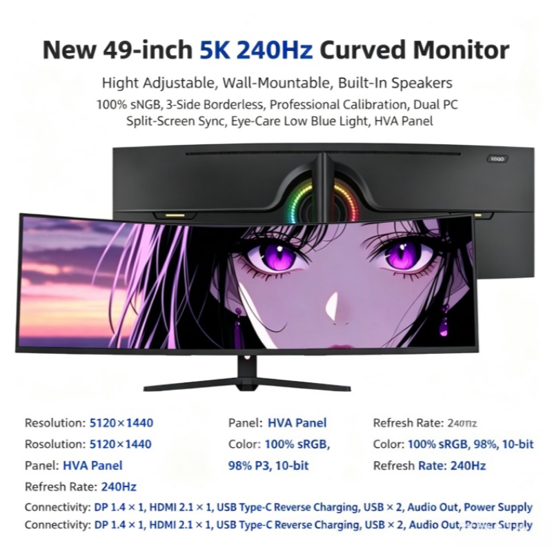 จอภาพโค้งขนาด 49 นิ้ว อัตราส่ว - Pc Gaming Ultrawide Monitor บทวิจารณ์และราคา
