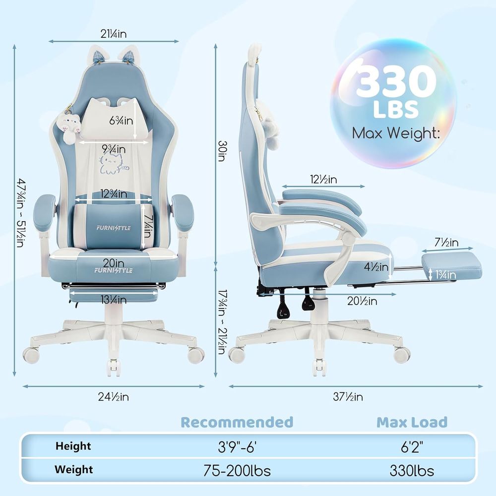 เก้าอี้เกมมิ่งสีน้ำเงิน/ขาว ออ - Gaming Chair บทวิจารณ์และราคา