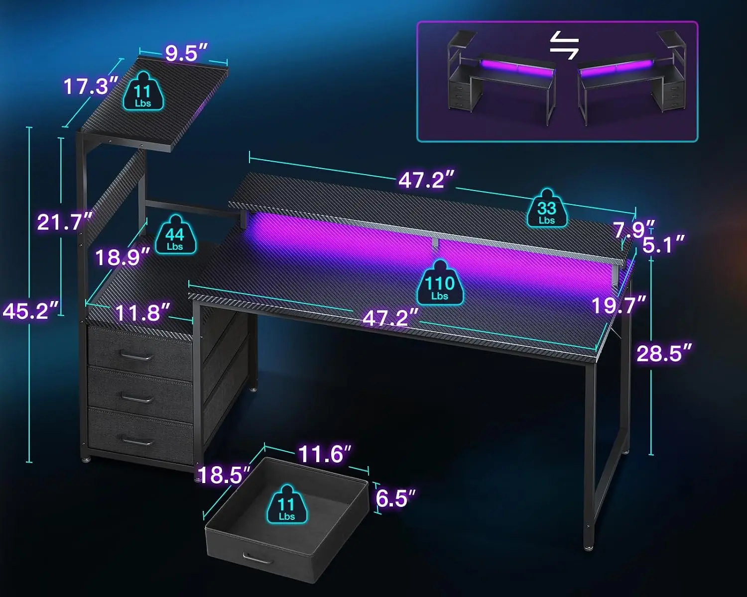 โต๊ะเกมมิ่งพร้อมชั้นวางคอมพิวเ - Pc Gaming Lian Li บทวิจารณ์และราคา